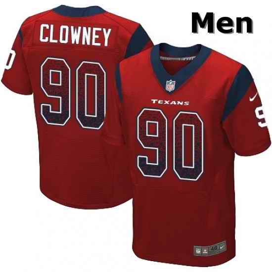 Men Nike Houston Texans 90 Jadeveon Clowney Elite Red Alternate Drift Fashion NFL Jersey